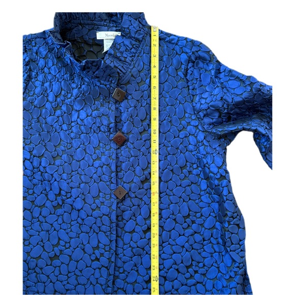 Moonlight Women’s Geometric Dotted Jacquard Button Front Jacket XL Blue Artware - Picture 16 of 17